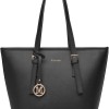 Miss Lulu Borsa Tote Donna Università Grande, Elegante Mano Bag Maniglia Regolabile, PU Pelle per Viaggi, Lavoro e Scuola - 1-1 Nero