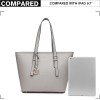 Miss Lulu Borsa Tote Donna Università Grande, Elegante Mano Bag Maniglia Regolabile, PU Pelle per Viaggi, Lavoro e Scuola - 1-2 Grigio Miss Lulu Borsa Tote Donna Università Grande, Elegante Mano Bag Maniglia Regolabile, PU Pelle per Viaggi, Lavoro e Scuola - 1-2 Grigio