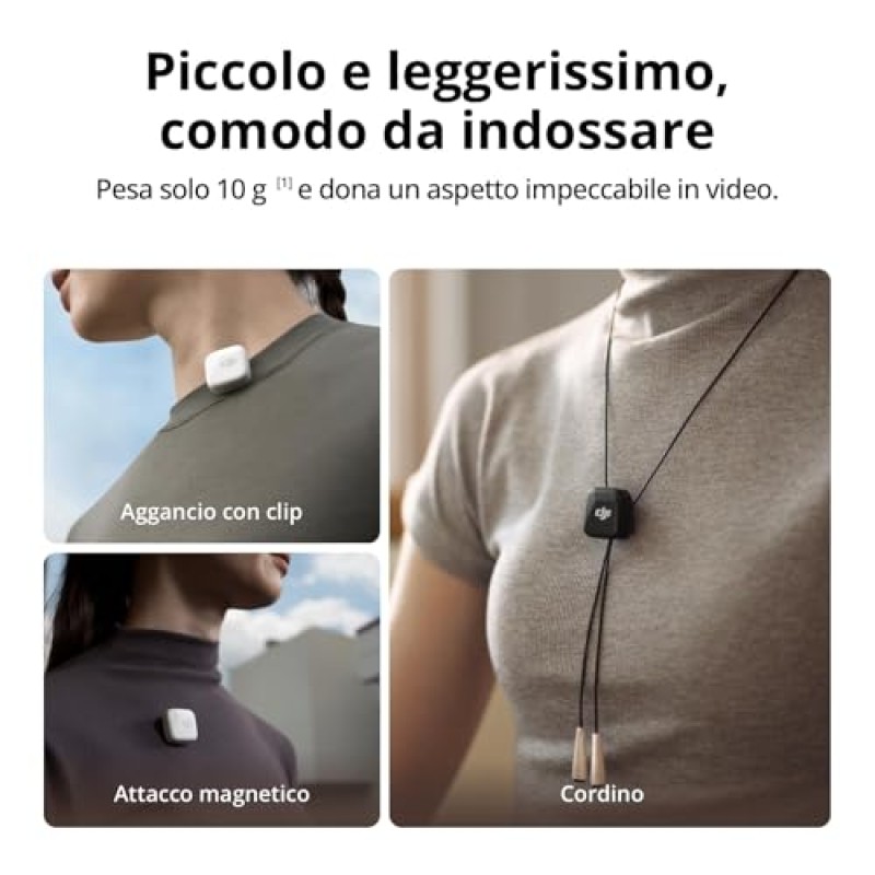 DJI Trasmettitore Mic Mini (Nero infinity),microfoni wireless, leggerissimo, audio di alta qualità, OsmoAudio, cancellazione del rumore, microfono senza fili per fotocamere/iPhone/Android, vlog