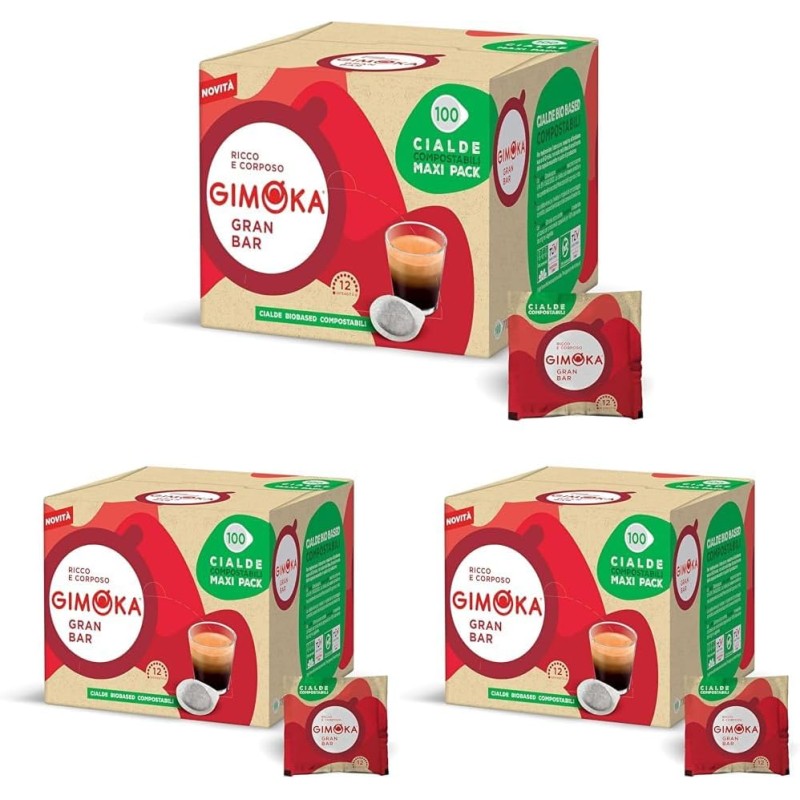 Gimoka - Compatibile Per Easy Serving Espresso - Cialde Ese 44-100 Cialde - Gusto GRAN BAR INTENSO - Intensità 12 - In Carta Compostabile (Confezione da 3) - 100 unità (Confezione da 3) Gimoka - Compatibile Per Easy Serving Espresso - Cialde Ese 44-100 Cialde - Gusto GRAN BAR INTENSO - Intensità 12 - In Carta Compostabile (Confezione da 3) - 100 unità (Confezione da 3)