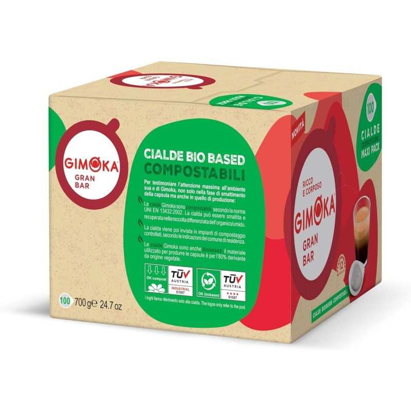 Gimoka - Compatibile Per Easy Serving Espresso - Cialde Ese 44-100 Cialde - Gusto GRAN BAR INTENSO - Intensità 12 - In Carta Compostabile (Confezione da 3) - 100 unità (Confezione da 3) Gimoka - Compatibile Per Easy Serving Espresso - Cialde Ese 44-100 Cialde - Gusto GRAN BAR INTENSO - Intensità 12 - In Carta Compostabile (Confezione da 3) - 100 unità (Confezione da 3)