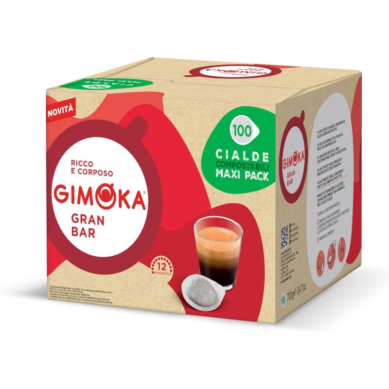 Gimoka - Compatibile Per Easy Serving Espresso - Cialde Ese 44-100 Cialde - Gusto GRAN BAR INTENSO - Intensità 12 - In Carta Compostabile (Confezione da 3) - 100 unità (Confezione da 3) Gimoka - Compatibile Per Easy Serving Espresso - Cialde Ese 44-100 Cialde - Gusto GRAN BAR INTENSO - Intensità 12 - In Carta Compostabile (Confezione da 3) - 100 unità (Confezione da 3)