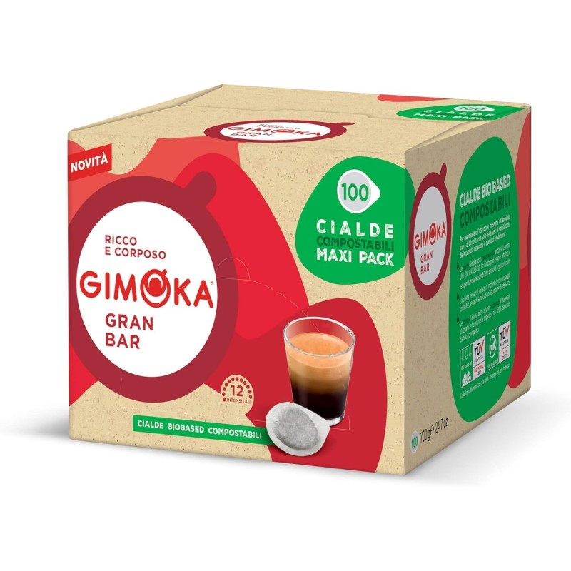 Gimoka - Compatibile Per Easy Serving Espresso - Cialde Ese 44-100 Cialde - Gusto GRAN BAR INTENSO - Intensità 12 - In Carta Compostabile (Confezione da 3) - 100 unità (Confezione da 3) Gimoka - Compatibile Per Easy Serving Espresso - Cialde Ese 44-100 Cialde - Gusto GRAN BAR INTENSO - Intensità 12 - In Carta Compostabile (Confezione da 3) - 100 unità (Confezione da 3)