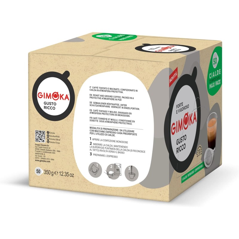 Gimoka - Compatibile Per Easy Serving Espresso - Cialde Ese 44-50 Cialde - Gusto RICCO - Intensità 13 - In Carta Compostabile (Confezione da 2) - 50 unità (Confezione da 2) Gimoka - Compatibile Per Easy Serving Espresso - Cialde Ese 44-50 Cialde - Gusto RICCO - Intensità 13 - In Carta Compostabile (Confezione da 2) - 50 unità (Confezione da 2)