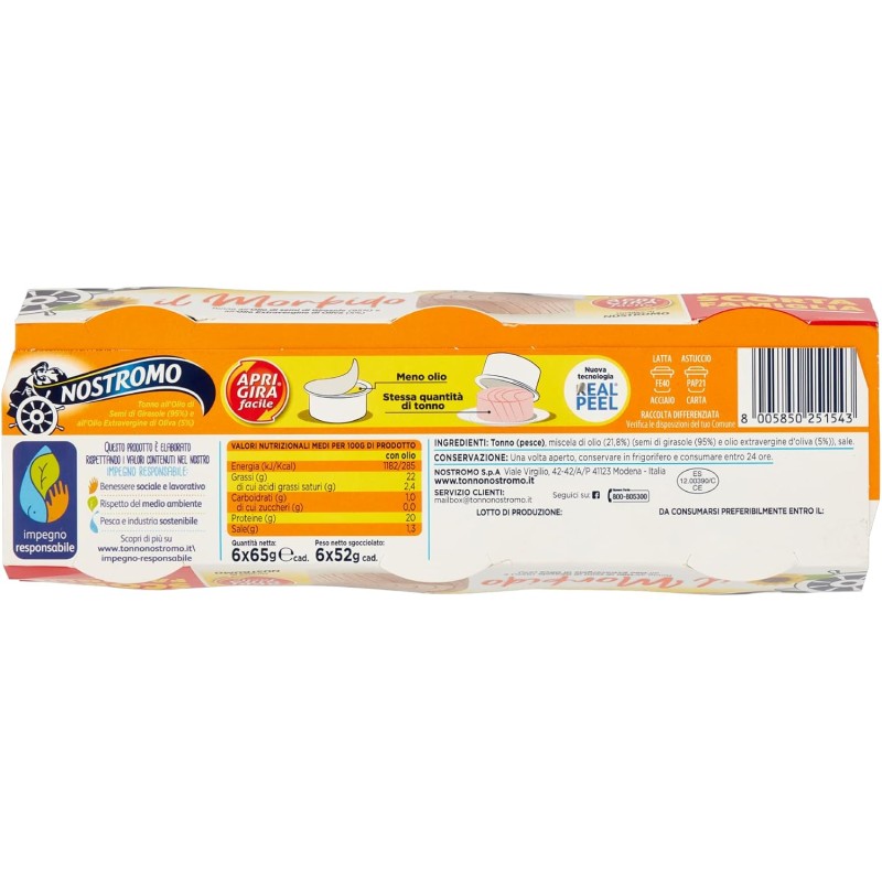 Nostromo - Tonno Apri Gira Facile il Morbido, 3 lattine da 65gr. All'olio di semi di girasole e olio extra vergine di oliva. Facile da servire, pronto da gustare. (Confezione da 3) - 65 g (Confezione da 9) Nostromo - Tonno Apri Gira Facile il Morbido, 3 lattine da 65gr. All'olio di semi di girasole e olio extra vergine di oliva. Facile da servire, pronto da gustare. (Confezione da 3) - 65 g (Confezione da 9)