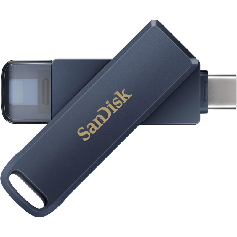 SanDisk 128GB Phone Drive chiavetta USB per iPhone/iPad, PC e Mac (2-in-1 archiviazione iPhone, con connettori Lightning e USB-C Backup Automatico, Protezione Tramite Password) Metallic Sky - 128 GB Phone Metallic Sky