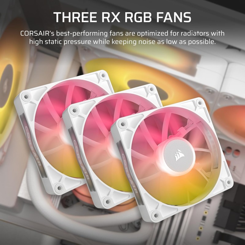CORSAIR iCUE LINK TITAN 360 RX LCD Raffreddatore CPU a Liquido – Motore di Raffreddamento FlowDrive – Intel LGA 1851/1700, AMD AM5/AM4 – 3x RX120 Ventole RGB – iCUE LINK System Hub Incluso – Bianco - 360mm AIO Bianco