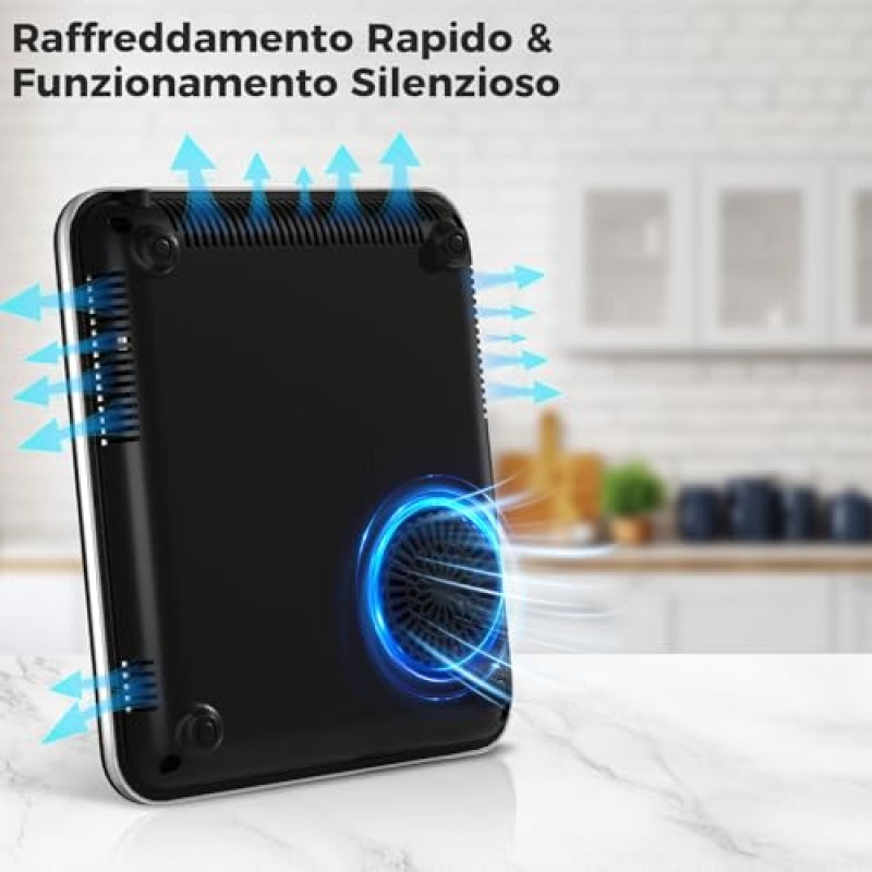 YASHE Piastra a induzione portatile singola 2000W, 10 livelli di potenza e temperatura, timer integrato, blocco di sicurezza, facile da pulire - 1 Fuochi Induzione