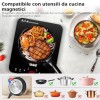 YASHE Piastra a induzione portatile singola 2000W, 10 livelli di potenza e temperatura, timer integrato, blocco di sicurezza, facile da pulire - 1 Fuochi Induzione