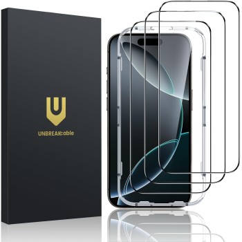 UNBREAKcable Pellicola iPhone 16 Pro Max, Completa Vetro Temperato Film, Antigraffio, Durezza 9H, Grado Militare, 99,99% HD, Tocco Sensibile, 3 pezzi - iPhone 16 Pro Max