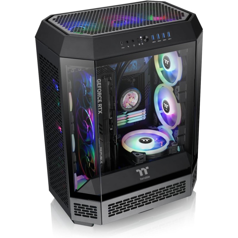 Thermaltake The Tower 600 Mid Tower Chassis | Connettori nascosti | Nero - Nero Thermaltake The Tower 600 Mid Tower Chassis | Connettori nascosti | Nero - Nero