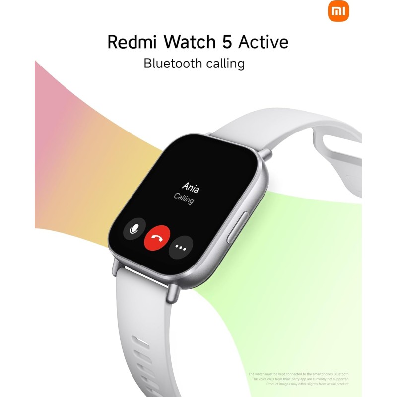 Xiaomi Redmi Watch 5 Active, Smartwatch con display LCD 2", Chiamate Bluetooth, Autonomia 18 giorni, Resistenza Acqua 5ATM, Monitoraggio Frequenza Cardiaca e SpO2, 140+ modalità Fitness - Argento