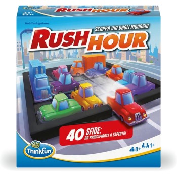 ThinkFun - Rush Hour Gioco | Giochi Da Tavolo per Bambini | 40 Sfide | Bambino e Bambina +8 Anni | Idee Regalo | Giochi Bambini +8 Anni | Rush Hour Regalo Natale