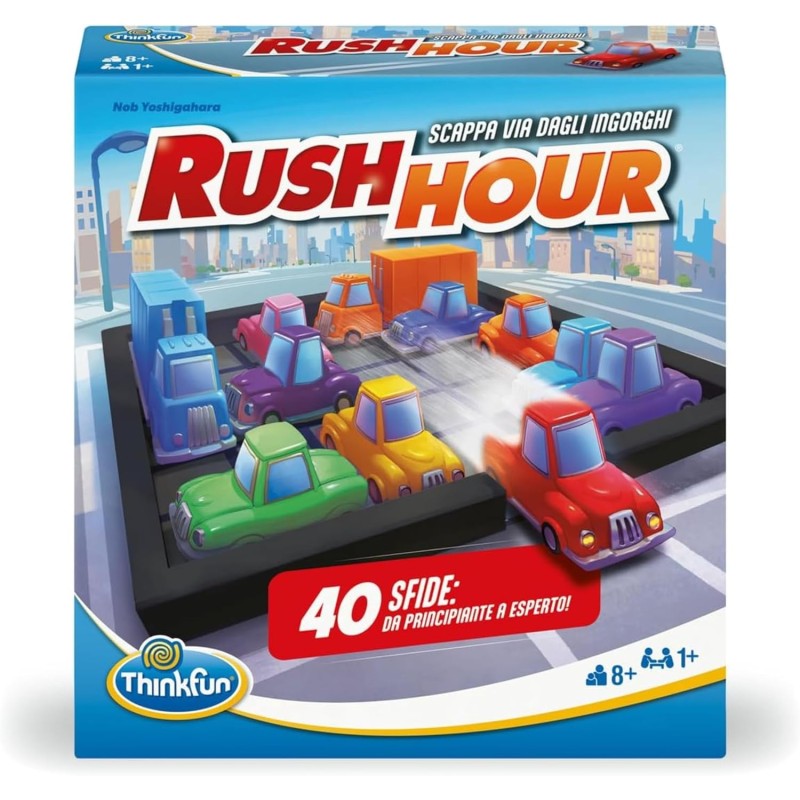 ThinkFun - Rush Hour Gioco | Giochi Da Tavolo per Bambini | 40 Sfide | Bambino e Bambina +8 Anni | Idee Regalo | Giochi Bambini +8 Anni | Rush Hour Regalo Natale