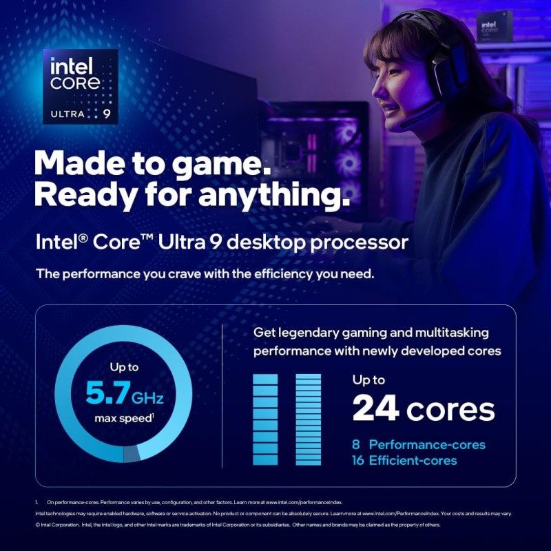 Intel® Core™ Ultra 9 per sistemi processore desktop 285K 24 core 8 P-core + 16 E-core fino a 5,7 GHz, 9 285K Intel® Core™ Ultra 9 per sistemi processore desktop 285K 24 core 8 P-core + 16 E-core fino a 5,7 GHz, 9 285K