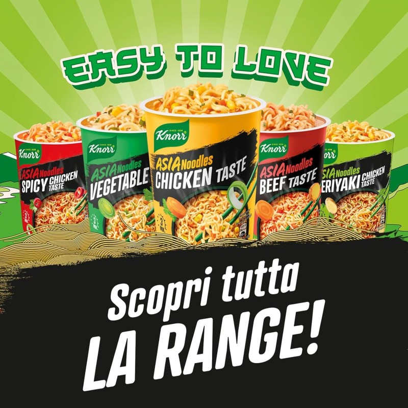 Knorr Noodles Teriyaki Chicken Taste, Noodles Istantanei, Teriyaki Chicken Taste, Pronti in 3 Minuti, Spezie Selezionate - 65 gr - 65 g (Confezione da 1)