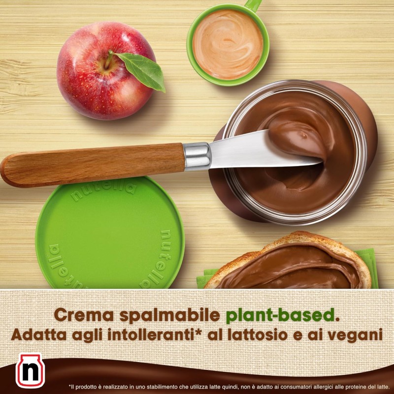 Nutella Plant-Based - Crema Spalmabile alle Nocciole e Cacao, Vegana, Senza Lattosio* e Senza Glutine, Ideale a Colazione per Vegani e Intolleranti al Lattosio, Vasetto da 350 Grammi - 350 gramos
