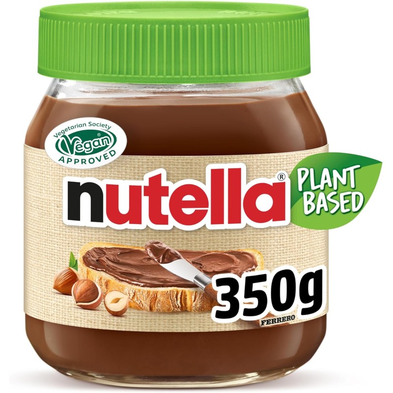 Nutella Plant-Based - Crema Spalmabile alle Nocciole e Cacao, Vegana, Senza Lattosio* e Senza Glutine, Ideale a Colazione per Vegani e Intolleranti al Lattosio, Vasetto da 350 Grammi - 350 gramos
