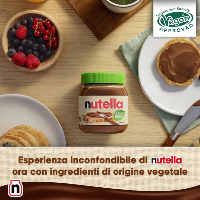 Nutella Plant-Based - Crema Spalmabile alle Nocciole e Cacao, Vegana, Senza Lattosio* e Senza Glutine, Ideale a Colazione per Vegani e Intolleranti al Lattosio, Vasetto da 350 Grammi - 350 gramos