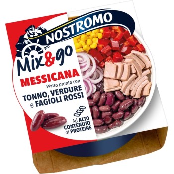 Nostromo Mix&Go Messicana - Piatto Pronto con Tonno, Verdure, Fagioli Rossi - Gusto Speziato e Veloce - 1 Confezione da 190g Nostromo Mix&Go Messicana - Piatto Pronto con Tonno, Verdure, Fagioli Rossi - Gusto Speziato e Veloce - 1 Confezione da 190g