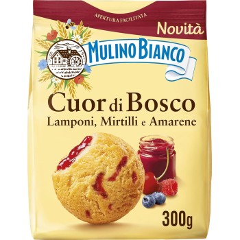 Mulino Bianco Biscotti Frollini Cuor di Bosco, con Lamponi, Mirtilli e Amarene, Colazione Ricca di Gusto, Senza Olio di Palma - 300 g Mulino Bianco Biscotti Frollini Cuor di Bosco, con Lamponi, Mirtilli e Amarene, Colazione Ricca di Gusto, Senza Olio di Palma - 300 g