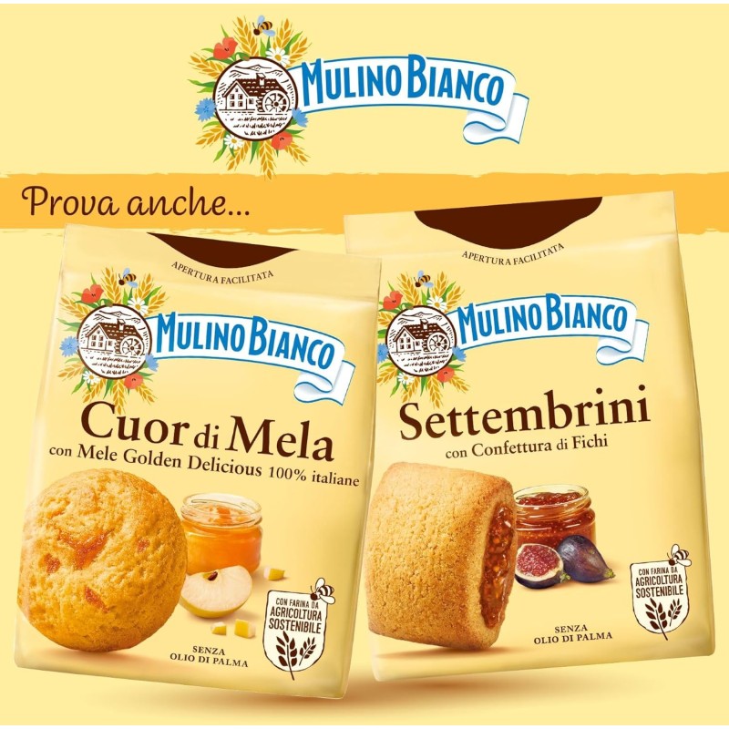 Mulino Bianco Biscotti Frollini Cuor di Bosco, con Lamponi, Mirtilli e Amarene, Colazione Ricca di Gusto, Senza Olio di Palma - 300 g