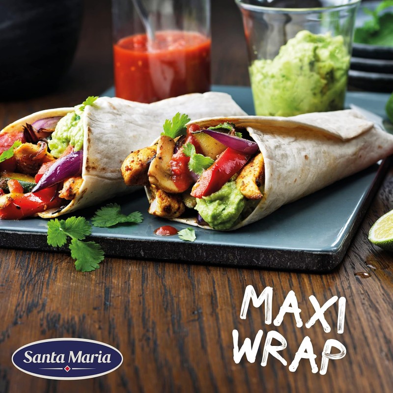 Santa Maria, Maxi Wrap Tortillas Morbide, Pane Basso non Lievitato a Base di Farina di Frumento, 371 g (Confezione da 3)