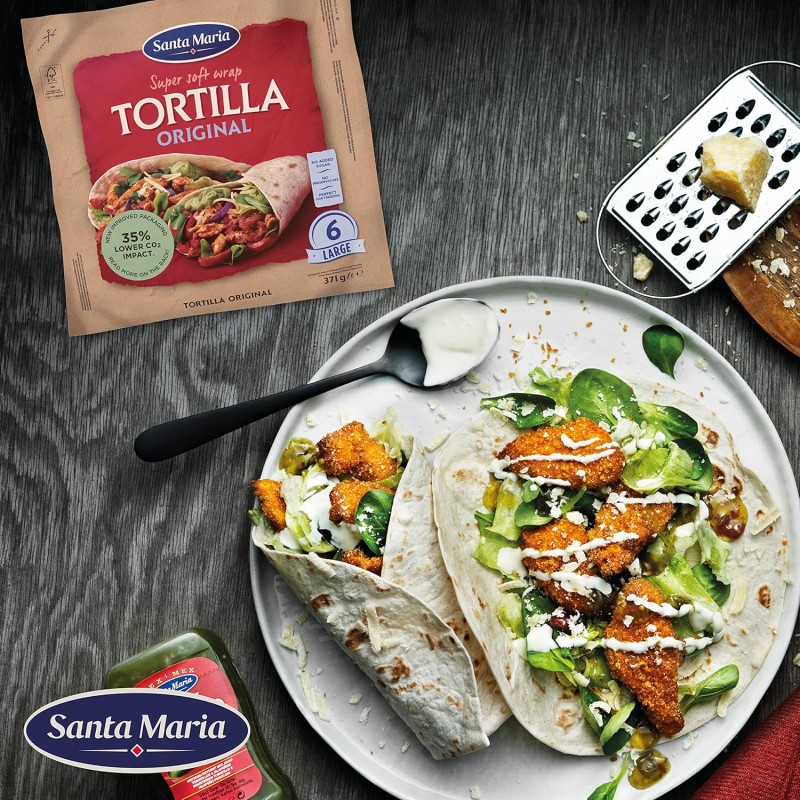 Santa Maria, Maxi Wrap Tortillas Morbide, Pane Basso non Lievitato a Base di Farina di Frumento, 371 g (Confezione da 3)
