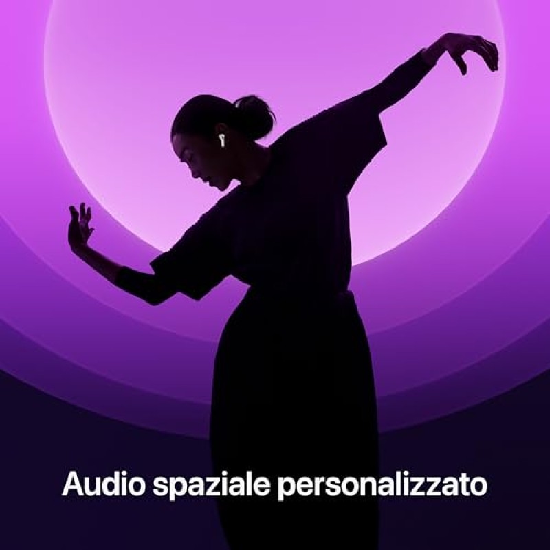 Apple AirPods 4 Auricolari wireless, Auricolari Bluetooth, Audio spaziale personalizzato, Resistenza al sudore e all’acqua, Custodia di ricarica USB-C, Chip H2, Fino a 24 ore di autonomia