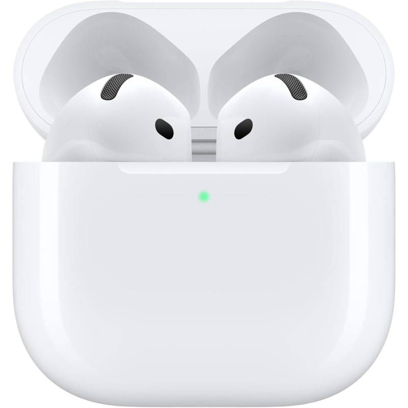 Apple AirPods 4 Auricolari wireless, Auricolari Bluetooth, Cancellazione attiva del rumore, Audio adattivo, Trasparenza, Audio spaziale personalizzato, Custodia di ricarica USB-C, Ricarica wireless