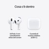 Apple AirPods 4 Auricolari wireless, Auricolari Bluetooth, Cancellazione attiva del rumore, Audio adattivo, Trasparenza, Audio spaziale personalizzato, Custodia di ricarica USB-C, Ricarica wireless