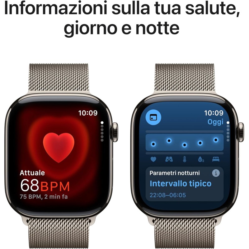 Apple Watch Series 10 GPS + Cellular 46 mm Smartwatch con cassa in titanio color Naturale e cinturino Sport Loop Naturale - M/L. Fitness tracker, app ECG, display Retina always-on, Carbon Neutral - cassa 46 mm Naturale Apple Watch Series 10 GPS + Cellular 46 mm Smartwatch con cassa in titanio color Naturale e cinturino Sport Loop Naturale - M/L. Fitness tracker, app ECG, display Retina always-on, Carbon Neutral - cassa 46 mm Naturale