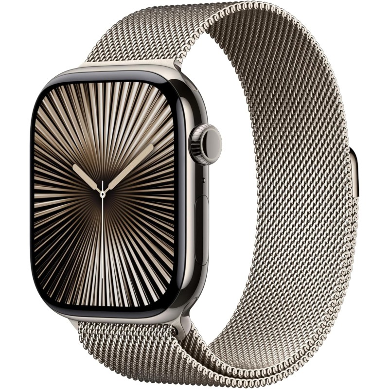 Apple Watch Series 10 GPS + Cellular 46 mm Smartwatch con cassa in titanio color Naturale e cinturino Sport Loop Naturale - M/L. Fitness tracker, app ECG, display Retina always-on, Carbon Neutral - cassa 46 mm Naturale Apple Watch Series 10 GPS + Cellular 46 mm Smartwatch con cassa in titanio color Naturale e cinturino Sport Loop Naturale - M/L. Fitness tracker, app ECG, display Retina always-on, Carbon Neutral - cassa 46 mm Naturale