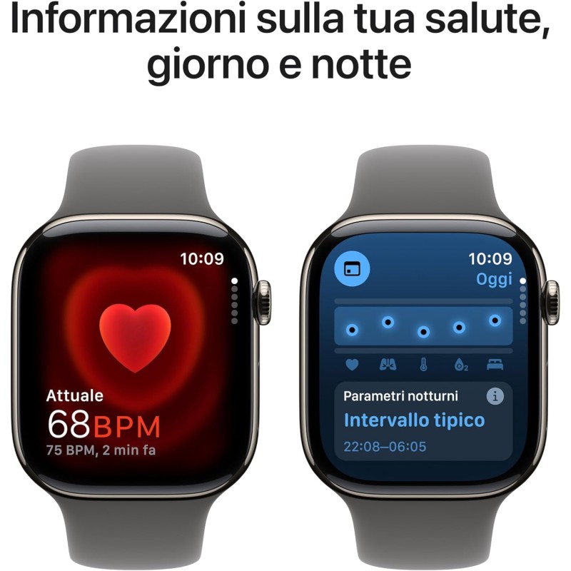 Apple Watch Series 10 GPS + Cellular 46 mm Smartwatch con cassa in titanio color Naturale e cinturino Sport Loop Grigio pietra - S/M. Fitness tracker, app ECG, display Retina always-on, Carbon Neutral - cassa 46 mm Naturale / Ardesia Apple Watch Series 10 GPS + Cellular 46 mm Smartwatch con cassa in titanio color Naturale e cinturino Sport Loop Grigio pietra - S/M. Fitness tracker, app ECG, display Retina always-on, Carbon Neutral - cassa 46 mm Naturale / Ardesia