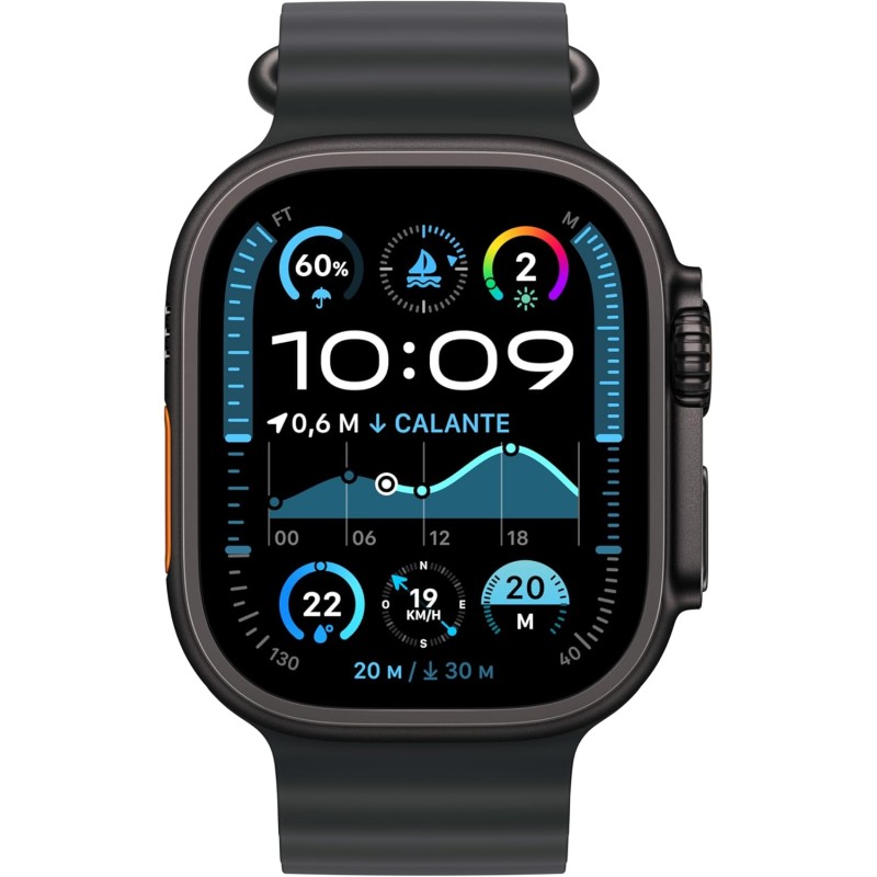 Apple Watch Ultra 2 GPS + Cellular 49 mm Sportwatch con robusta cassa in titanio Nero e Ocean Band Nero. Fitness tracker, GPS di precisione, tanta autonomia, luminoso display Retina - Misura unica - Per polsi da 130-200 mm Nero Apple Watch Ultra 2 GPS + Cellular 49 mm Sportwatch con robusta cassa in titanio Nero e Ocean Band Nero. Fitness tracker, GPS di precisione, tanta autonomia, luminoso display Retina - Misura unica - Per polsi da 130-200 mm Nero
