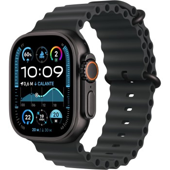 Apple Watch Ultra 2 GPS + Cellular 49 mm Sportwatch con robusta cassa in titanio Nero e Ocean Band Nero. Fitness tracker, GPS di precisione, tanta autonomia, luminoso display Retina - Misura unica - Per polsi da 130-200 mm Nero