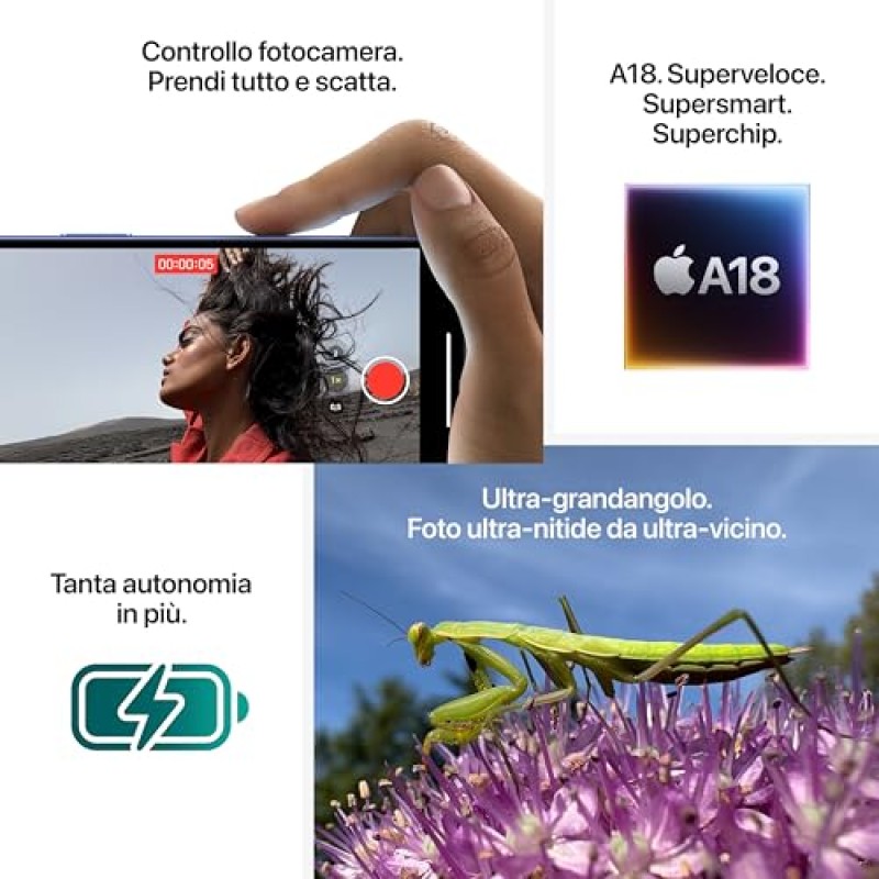 Apple iPhone 16 Plus 128 GB: Telefono 5G con Controllo fotocamera, chip A18 e tanta autonomia in più. Compatibile con AirPods; Nero - 128 GB Nero