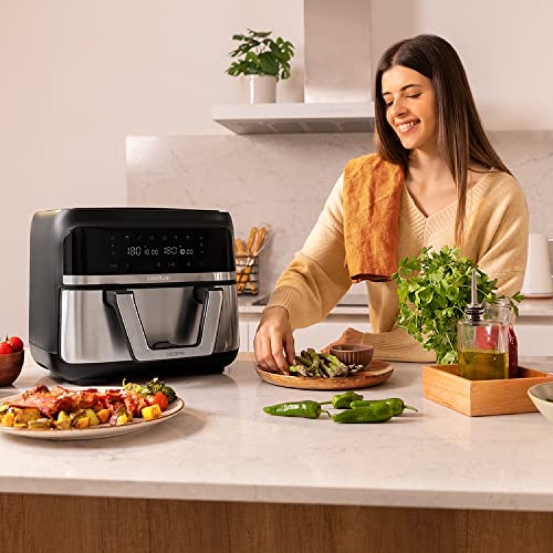 Cecotec Friggitrice ad Aria 9 Litri - Air Fryer Cecofry Dual 9000. 2850W, Dietetica e Digitale, Pannello Tattile, Divisibile in 2, Temperatura Doppia e Regolabile, 6 Modalità, Tecnologia PerfectCook