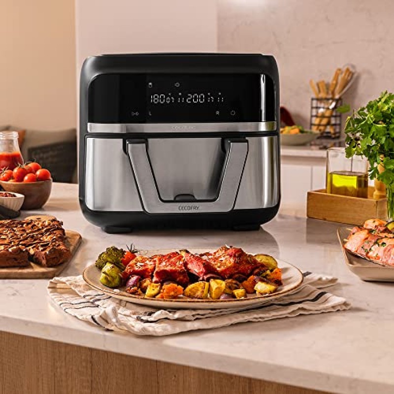 Cecotec Friggitrice ad Aria 9 Litri - Air Fryer Cecofry Dual 9000. 2850W, Dietetica e Digitale, Pannello Tattile, Divisibile in 2, Temperatura Doppia e Regolabile, 6 Modalità, Tecnologia PerfectCook