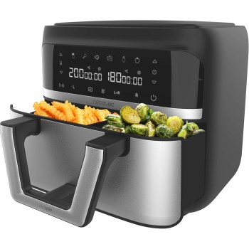 Cecotec Friggitrice ad Aria 9 Litri - Air Fryer Cecofry Dual 9000. 2850W, Dietetica e Digitale, Pannello Tattile, Divisibile in 2, Temperatura Doppia e Regolabile, 6 Modalità, Tecnologia PerfectCook