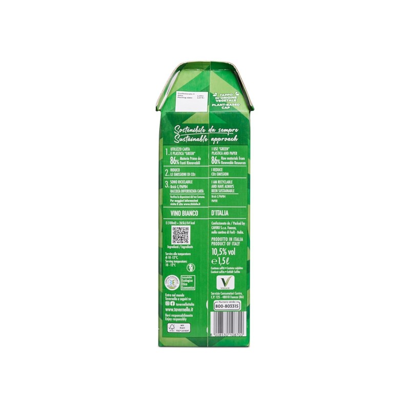 Tavernello Classico Vino Bianco d'Italia, Vino Secco con Profumi Fruttati, 10.5% Vol, Brick da 1,5 L Tavernello Classico Vino Bianco d'Italia, Vino Secco con Profumi Fruttati, 10.5% Vol, Brick da 1,5 L