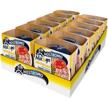 Nostromo Mix&Go Mediterraneo - Piatto Pronto con Tonno, Farro, Capperi - Pasto Veloce e Salutare - Confezione da 12x190g