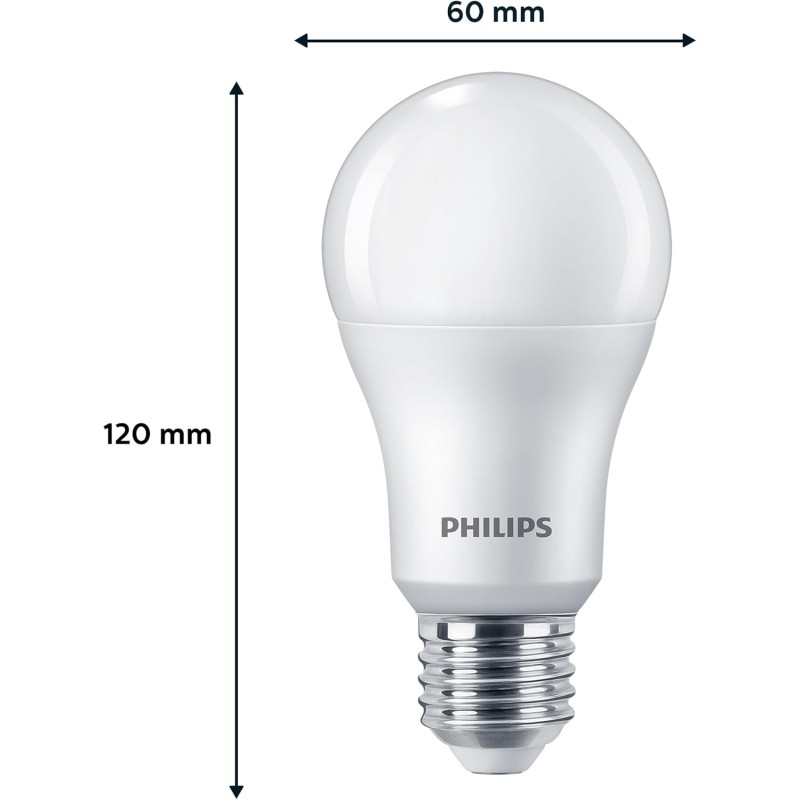 Philips LED Classic E27 confezione da 6 lampade (100 W), lampade LED opache con luce bianca calda, lampade a risparmio energetico con lunga durata