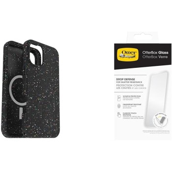 OtterBox Cover per iPhone 16 Plus Symmetry Series Core MagSafe, resistente a shock e cadute, ultra sottile, protettiva, Nero con Protector de pantalla Premium - iPhone 16 Plus Nero