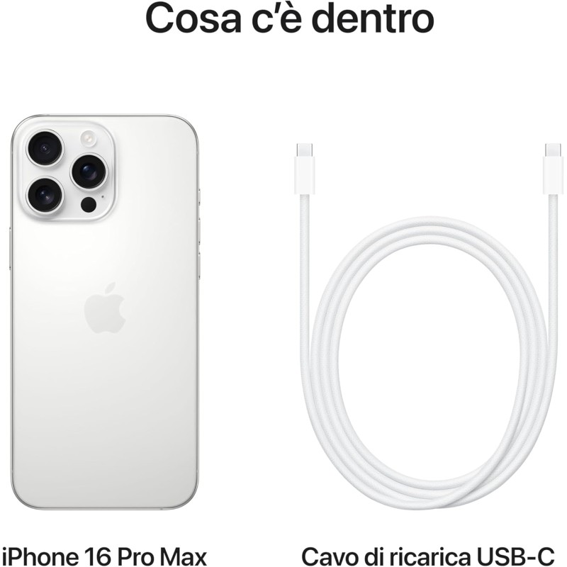 Apple iPhone 16 Pro Max 1 TB - Titanio bianco + Custodia MagSafe trasparente - 1 TB Titanio bianco Apple iPhone 16 Pro Max 1 TB - Titanio bianco + Custodia MagSafe trasparente - 1 TB Titanio bianco