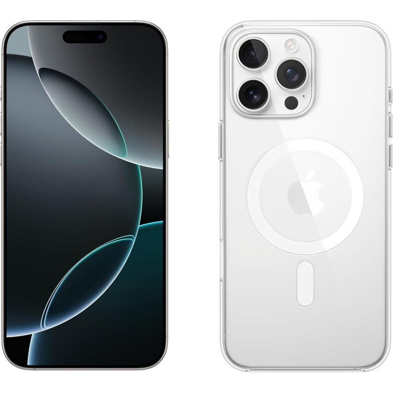 Apple iPhone 16 Pro Max 1 TB - Titanio bianco + Custodia MagSafe trasparente - 1 TB Titanio bianco Apple iPhone 16 Pro Max 1 TB - Titanio bianco + Custodia MagSafe trasparente - 1 TB Titanio bianco