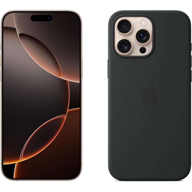 Apple iPhone 16 Pro Max 512 GB - Titanio sabbia + Custodia MagSafe in silicone - Nero - 512 GB Titanio sabbia Apple iPhone 16 Pro Max 512 GB - Titanio sabbia + Custodia MagSafe in silicone - Nero - 512 GB Titanio sabbia