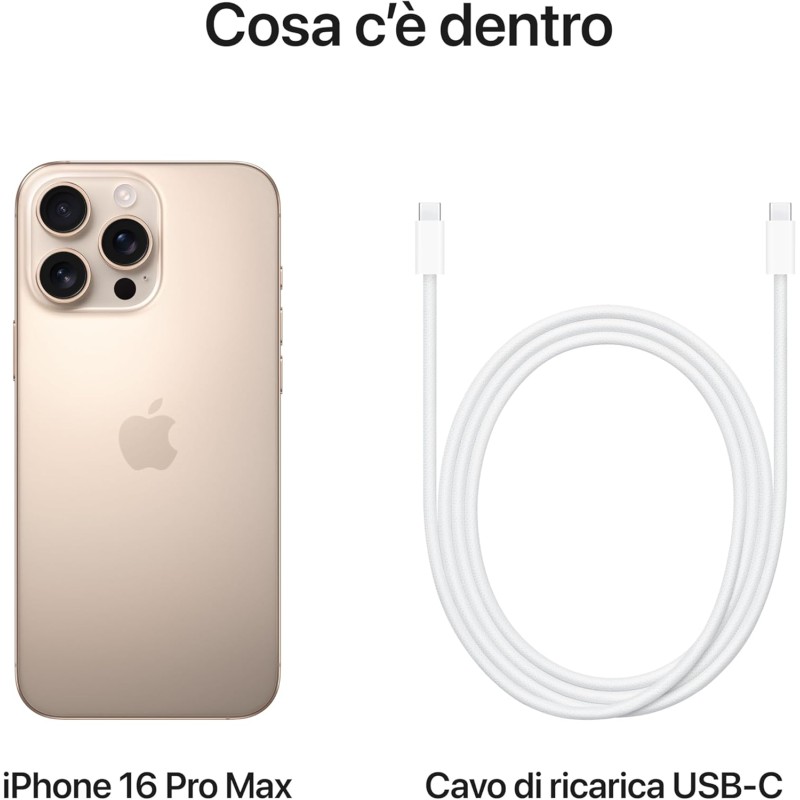 Apple iPhone 16 Pro Max 512 GB - Titanio sabbia + Custodia MagSafe in silicone - Nero - 512 GB Titanio sabbia Apple iPhone 16 Pro Max 512 GB - Titanio sabbia + Custodia MagSafe in silicone - Nero - 512 GB Titanio sabbia