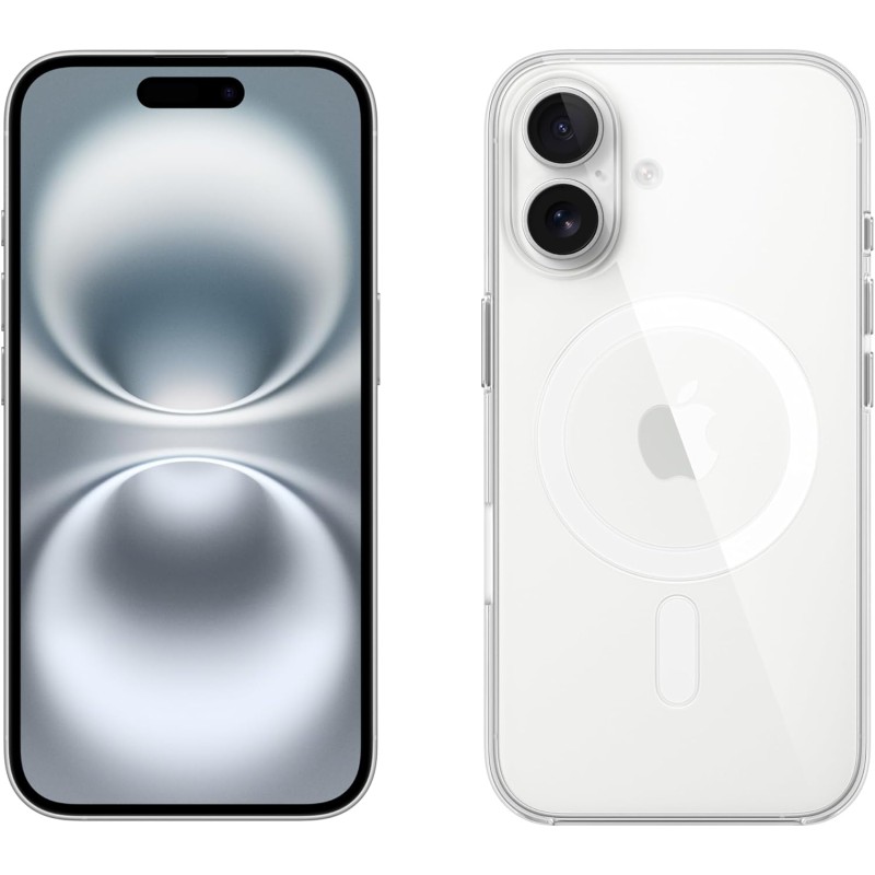 Apple iPhone 16 128 GB - Bianco + Custodia MagSafe trasparente - 128 GB Bianco Apple iPhone 16 128 GB - Bianco + Custodia MagSafe trasparente - 128 GB Bianco