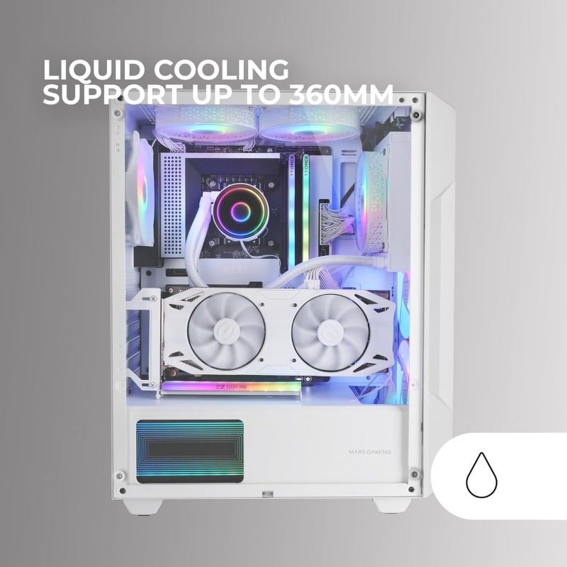 MARSGAMING MC-GEO, Case Gaming ATX, 4x Ventole FRGB Rainbow 12cm, Pannello Frontale Mesh Geometrico, Finestra Laterale Vetro Temperato, Semitorre Doppia Camera, Supporto Raffreddamento Liquido, Bianco MARSGAMING MC-GEO, Case Gaming ATX, 4x Ventole FRGB Rainbow 12cm, Pannello Frontale Mesh Geometrico, Finestra Laterale Vetro Temperato, Semitorre Doppia Camera, Supporto Raffreddamento Liquido, Bianco